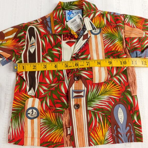 RJC Infant Boy Hawaiian Shirt Shorts Set 12M Cotton Surfboard Tropical Pattern - Picture 12 of 16
